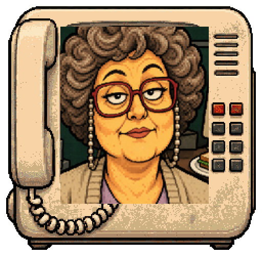 Linda from Payroll, the desk-phone portrait from the show.